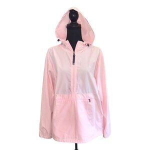 Charles River Pink Hooded Anorak Jacket M Lightweight Preppy Travel Outdoors